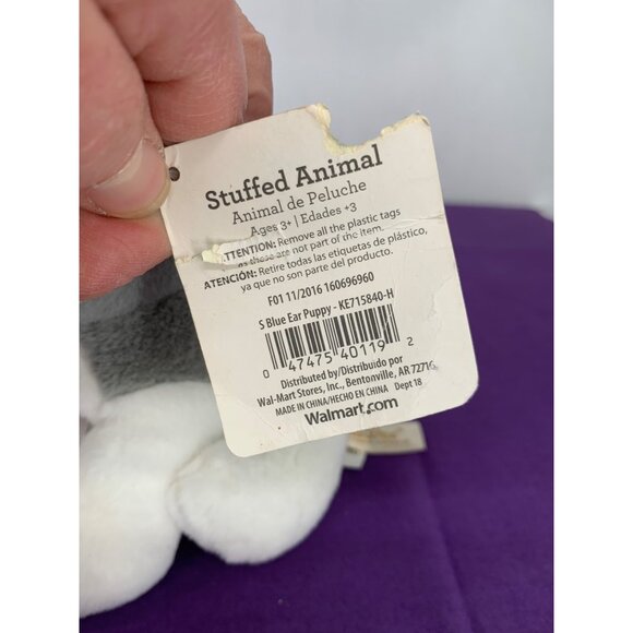 DanDee Small Gray White Terrier Husky Dog Blue White Rabbit Ears Easter Plush St - Picture 4 of 10